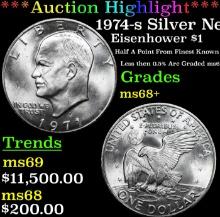 ***Auction Highlight*** 1974-s Silver Eisenhower Dollar Near TOP POP! $1 Graded ms68+ BY SEGS (fc)