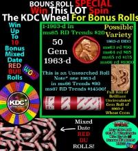 INSANITY The CRAZY Penny Wheel 1000s won so far, WIN this 1963-d BU RED roll get 1-10 FREE Grades