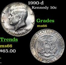 1990-d Kennedy Half Dollar 50c Grades GEM+ Unc