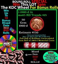 1-10 FREE BU RED Penny rolls with win of this 1960-d SOLID RED BU Lincoln 1c roll incredibly FUN whe