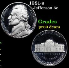 Proof 1981-s Jefferson Nickel 5c Grades GEM++ Proof Deep Cameo