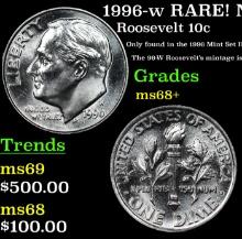 1996-w Roosevelt Dime RARE! Near Top Pop! 10c Graded ms68+ BY SEGS