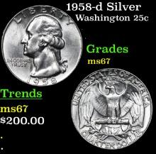 1958-d Washington Quarter Silver 25c Grades GEM++ Unc