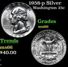 1958-p Washington Quarter Silver 25c Grades GEM+ Unc