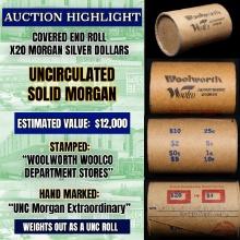 Wow! Covered End Roll! Marked "Unc Morgan Extraordinary"! X20 Coins Inside! (FC)