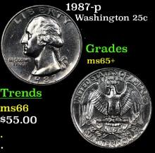 1987-p Washington Quarter 25c Grades GEM+ Unc