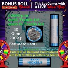 CRAZY Nickel Wheel Buy THIS 2002-p solid  BU Jefferson 5c roll & get 1-5 BU rolls FREE WOW