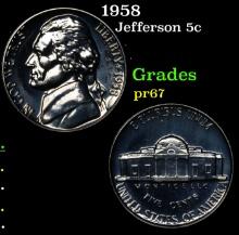 Proof 1958 Jefferson Nickel 5c Grades GEM++ Proof