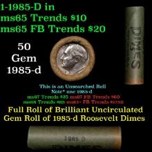 BU Shotgun Roosevelt 10c roll, 1985-d 50 pcs Bank Wrapper $5