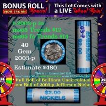 CRAZY Nickel Wheel Buy THIS 2003-p solid  BU Jefferson 5c roll & get 1-5 BU rolls FREE WOW