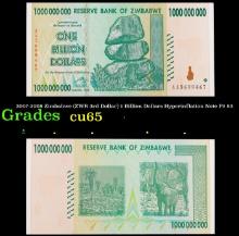 2007-2008 Zimbabwe (ZWR 3rd Dollar) 1 Billion Dollars Hyperinflation Note P# 83 Grades Gem CU