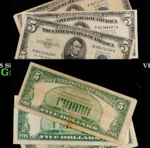 Group of 3 $5 Silver Certificates - 1953, 1953A and 1953B, VF to XF Grades $5 Blue Seal Silver Certi