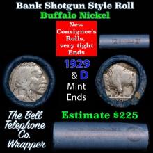 Buffalo Nickel Shotgun Roll in Old Bank Style 'Bell Telephone' Wrapper 1929 & d Mint Ends