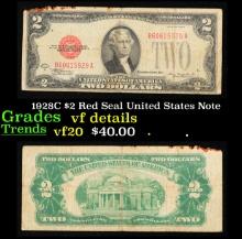 1928C $2 Red Seal United States Note Grades vf details