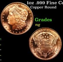 1oz .999 Fine Copper Bullion Round - Morgan Dollar Style