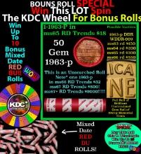 INSANITY The CRAZY Penny Wheel 1000s won so far, WIN this 1963-p BU RED roll get 1-10 FREE Grades
