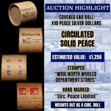 Wow! Covered End Roll! Marked "Peace Limited"! X10 Coins Inside! (FC)