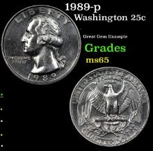 1989-p Washington Quarter 25c Grades GEM Unc