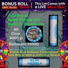 CRAZY Nickel Wheel Buy THIS 2005-p Ocean solid  BU Jefferson 5c roll & get 1-5 BU rolls FREE WOW