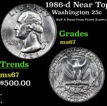 1986-d Washington Quarter Near Top Pop! 25c Graded ms67 BY SEGS