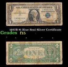 1957B $1 Blue Seal Silver Certificate Grades f+