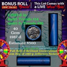 1-5 FREE BU Nickel rolls with win of this 1989-d SOLID BU Jefferson 5c roll incredibly FUN wheel