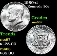 1980-d Kennedy Half Dollar 50c Grades GEM++ Unc