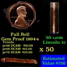 Gem Proof Lincoln 1c roll, 1994-s 50 pcs
