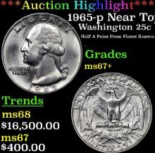 ***Auction Highlight*** 1965-p Washington Quarter Near Top Pop! 25c Graded ms67+ BY SEGS (fc)