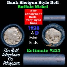 Buffalo Nickel Shotgun Roll in Old Bank Style 'Bell Telephone' Wrapper 1928 & d Mint Ends