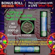 1-5 FREE BU Nickel rolls with win of this 2005-p Ocean SOLID BU Jefferson 5c roll incredibly FUN whe