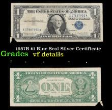 1957B $1 Blue Seal Silver Certificate Grades vf details