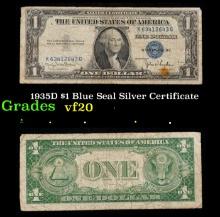 1935D $1 Blue Seal Silver Certificate Grades vf, very fine