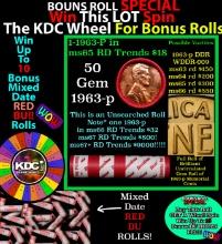 CRAZY Penny Wheel Buy THIS 1963-p solid Red BU Lincoln 1c roll & get 1-10 BU Red rolls FREE WOW Grad