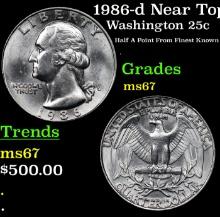 1986-d Washington Quarter Near Top Pop! 25c Graded ms67 BY SEGS