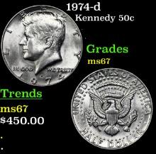 1974-d Kennedy Half Dollar 50c Grades GEM++ Unc