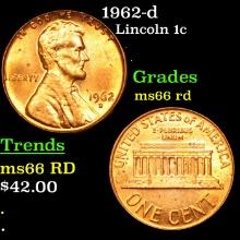 1962-d Lincoln Cent 1c Grades GEM+ Unc RD