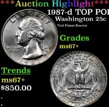 ***Auction Highlight*** 1987-d Washington Quarter TOP POP! 25c Graded ms67+ BY SEGS (fc)