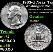 1983-d Washington Quarter Near Top Pop! 25c Graded ms66+ BY SEGS