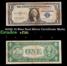 1935G $1 Blue Seal Silver Certificate Grades vf++ Motto