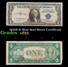 1935E $1 Blue Seal Silver Certificate Grades vf+