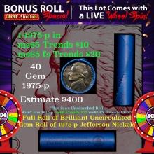 1-5 FREE BU Nickel rolls with win of this 1975-p SOLID BU Jefferson 5c roll incredibly FUN wheel