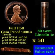 Gem Proof Lincoln 1c roll, 1990-s 50 pcs