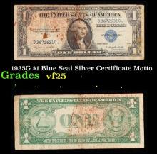 1935G $1 Blue Seal Silver Certificate Grades vf+ Motto