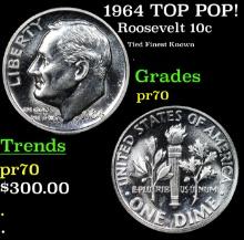 Proof 1964 Roosevelt Dime TOP POP! 10c Graded pr70 BY SEGS