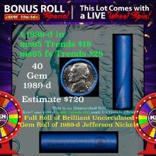 1-5 FREE BU Nickel rolls with win of this 1989-d SOLID BU Jefferson 5c roll incredibly FUN wheel