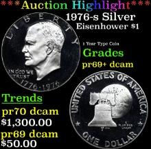 Proof ***Auction Highlight*** 1976-s Silver Eisenhower Dollar $1 Graded pr70 DCAM BY SEGS (fc)