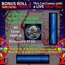 1-5 FREE BU Nickel rolls with win of this 1989-d SOLID BU Jefferson 5c roll incredibly FUN wheel