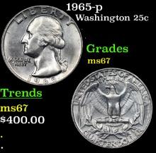 1965-p Washington Quarter 25c Grades GEM++ Unc