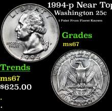 1994-p Washington Quarter Near Top Pop! 25c Graded ms67 BY SEGS